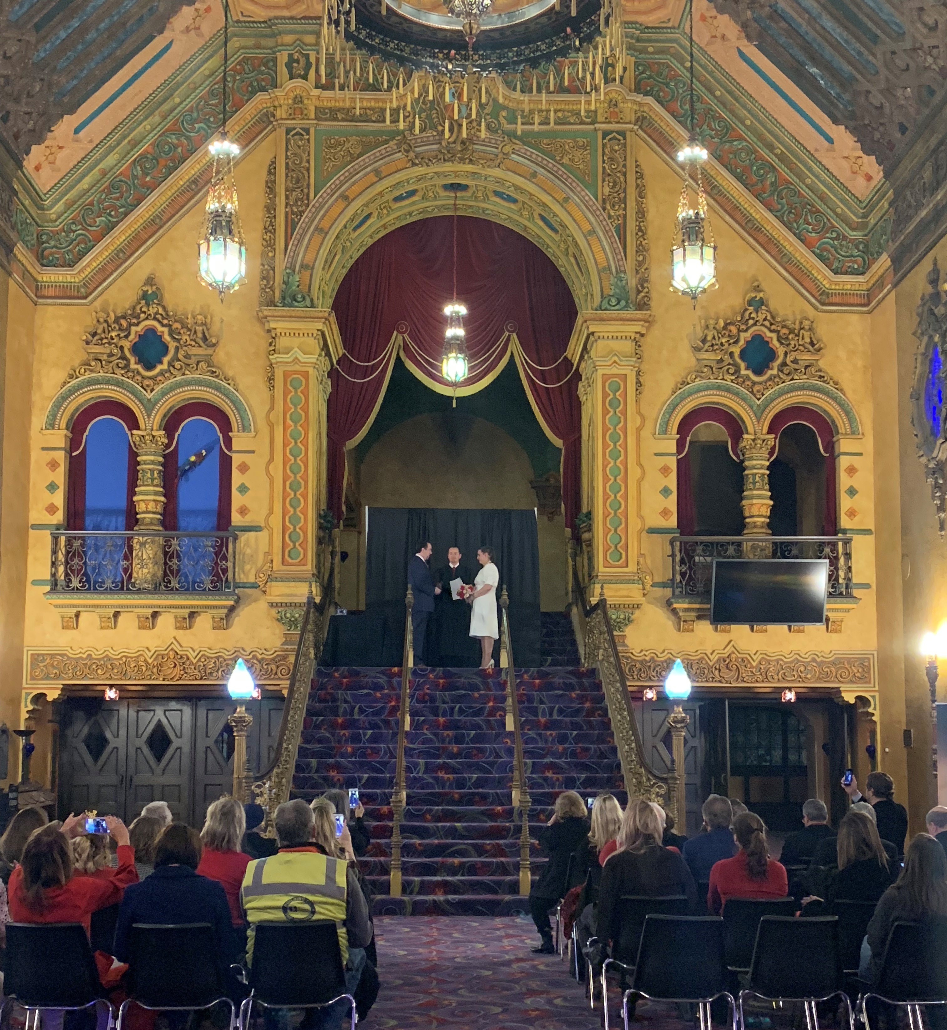 Mr and Mrs Tom and Tia Farmakidis were married at the Akron Civic Theatre on Valentine's Day 2019