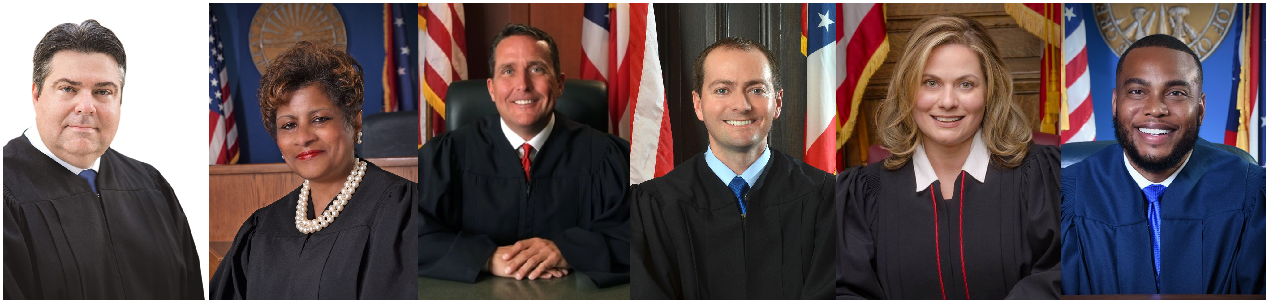 From left to right: Administrative/Presiding Judge Ron Cable, Judge Annalisa S. Williams, Judge Jerry Larson, Judge Jon Oldham, Judge Nicole Walker and Judge David Hamilton